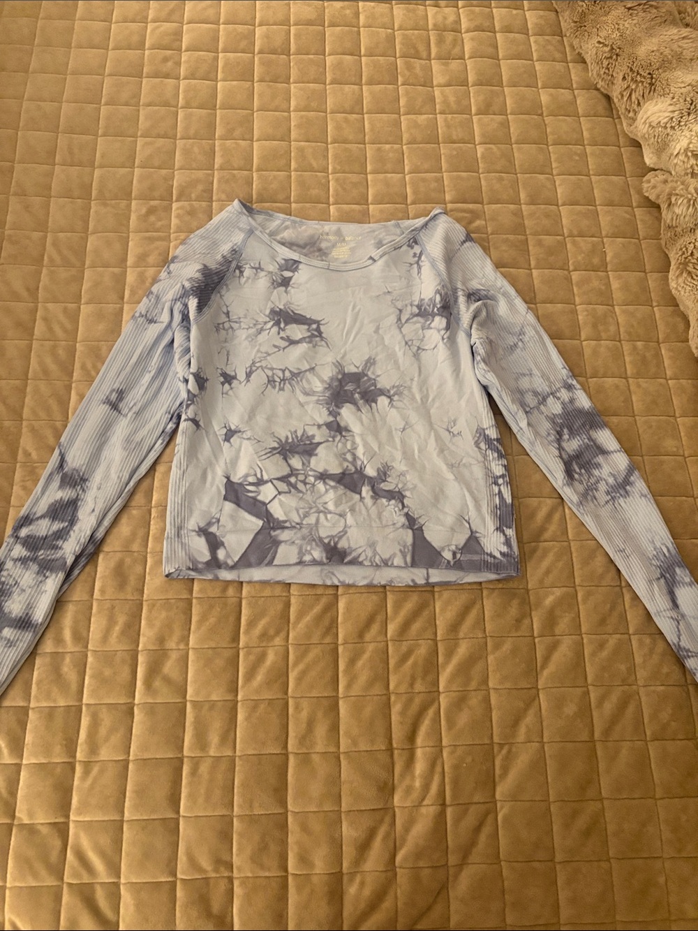 Light Blue Tie-Dye Long Sleeve Ribbed Top